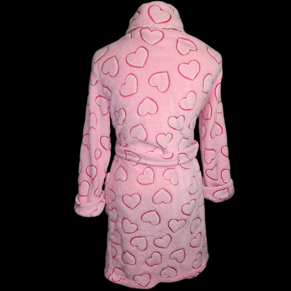Secret Treasures Pink Hearts Belted Bathrobe Spa Size M 8-10 Pockets Sleepwear - Picture 5 of 12